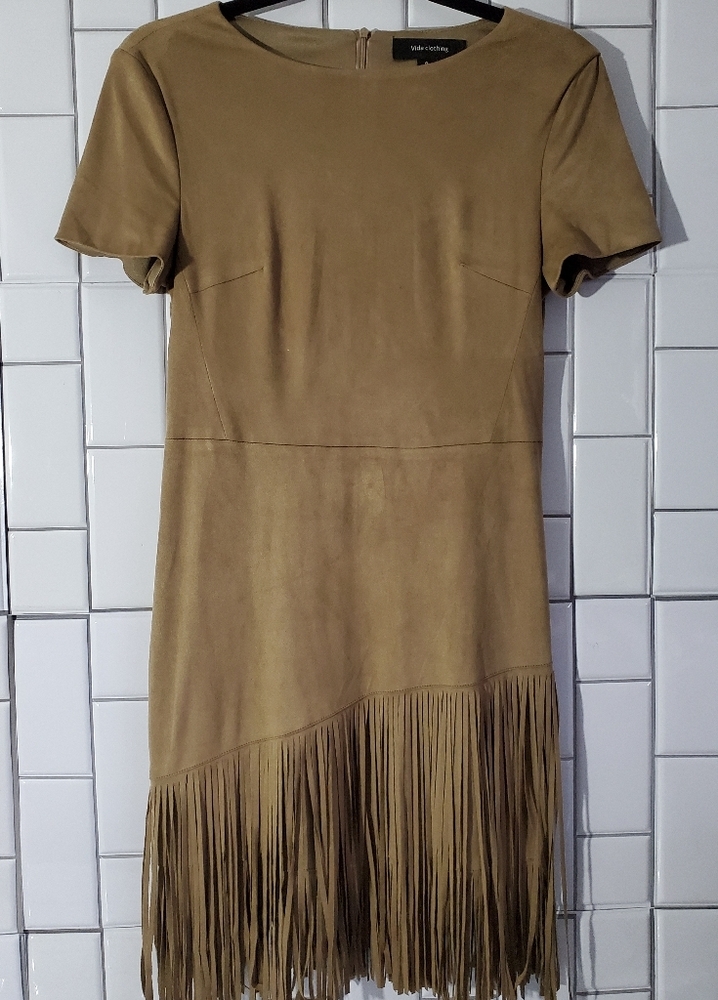 VIDA CLOTHING  Beige  UltraSuede Short Sleeve Dres